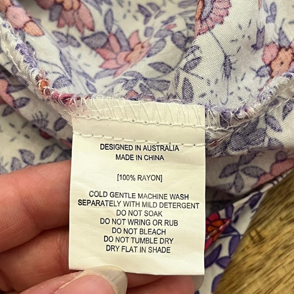 Abel the Label Anthropologie Maxi Dress S Pink Floral Tiered Smocked Cottagecore - Picture 9 of 12